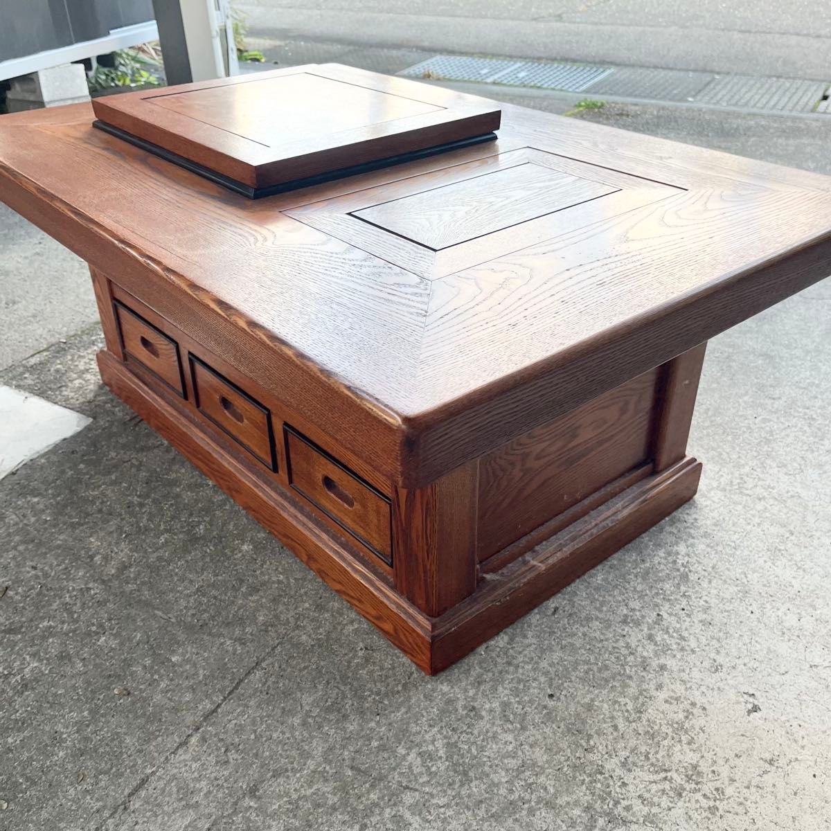 アンティーク関西長火鉢 銅張り 古民家家具 昭和レトロ 天然木材 送料