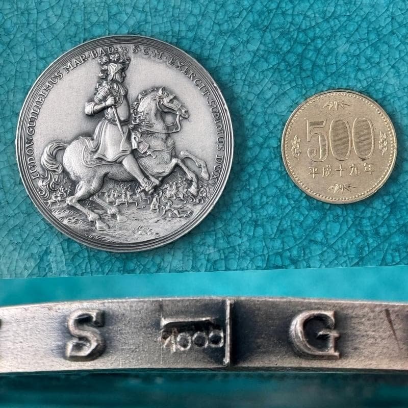 1955 ドイツ バーデン ヴィルヘルム 生誕300周年 大型 レア 純銀メダル