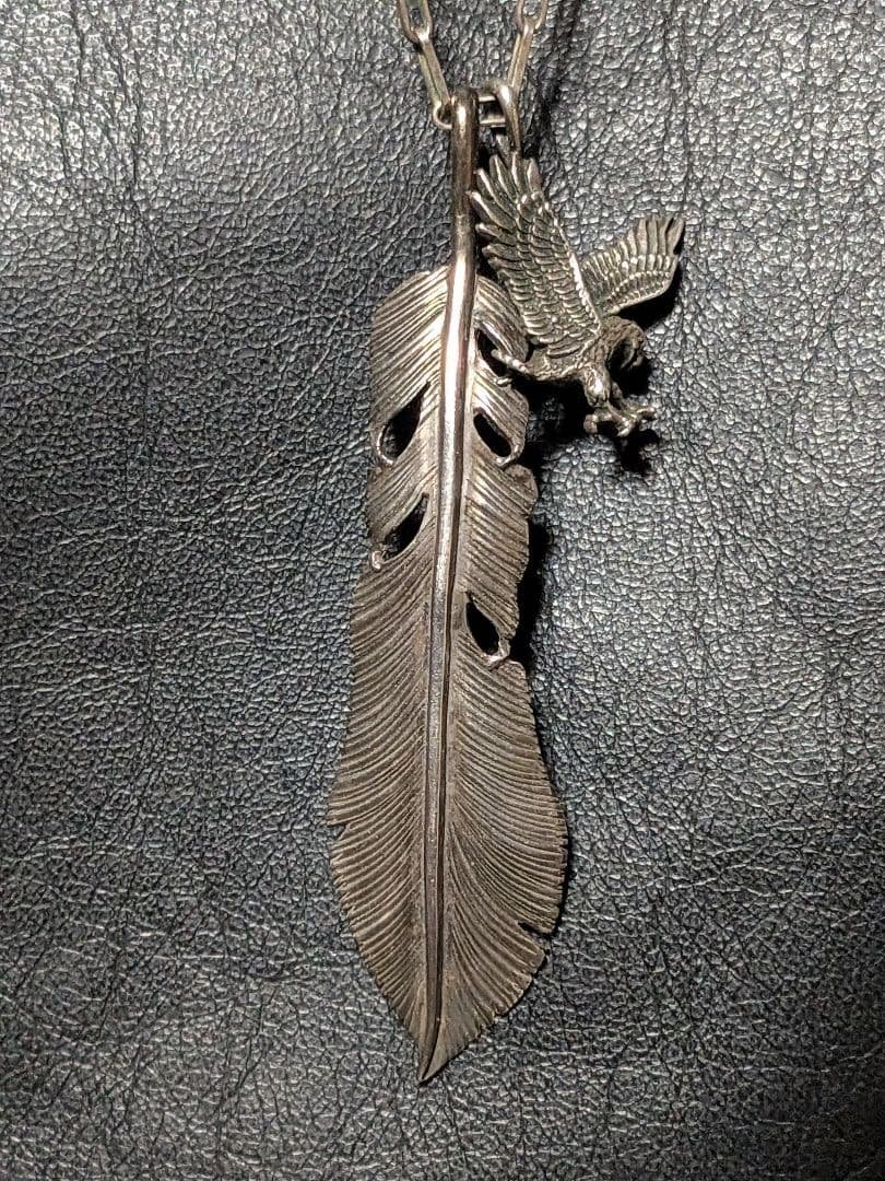 くさおアンティーク　シルバー925 イーグル　フェザー　ネックレス シルバー925 フェザーネックレス 925 イーグルネックレス 羽根 特大